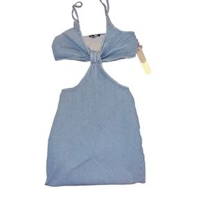 Denim midi cut out dress